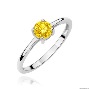Pierścionek W0656 Diament Laboratoryjny żółty 0.50ct białe złoto