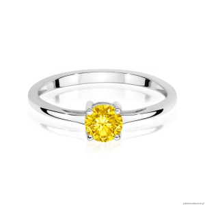 Pierścionek W0656 Diament Laboratoryjny żółty 0.50ct białe złoto