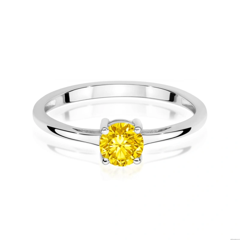 Pierścionek W0656 Diament Laboratoryjny żółty 0.50ct białe złoto