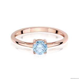 Pierścionek W0656 Diament Laboratoryjny niebieski 0.50ct różowe złoto