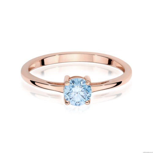Pierścionek W0656 Diament Laboratoryjny niebieski 0.50ct różowe złoto