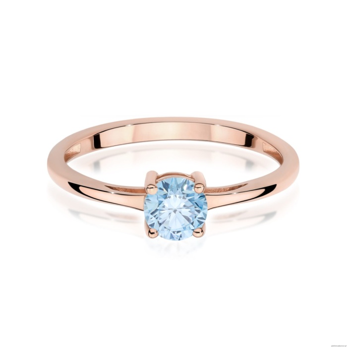 Pierścionek W0656 Diament Laboratoryjny niebieski 0.50ct różowe złoto