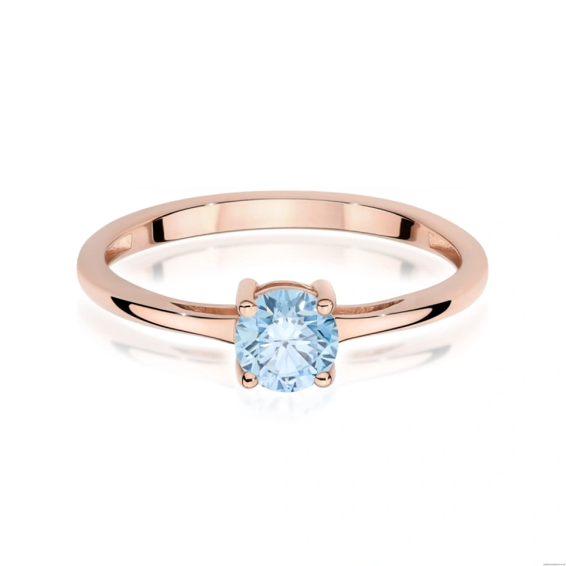 Pierścionek W0656 Diament Laboratoryjny niebieski 0.50ct różowe złoto
