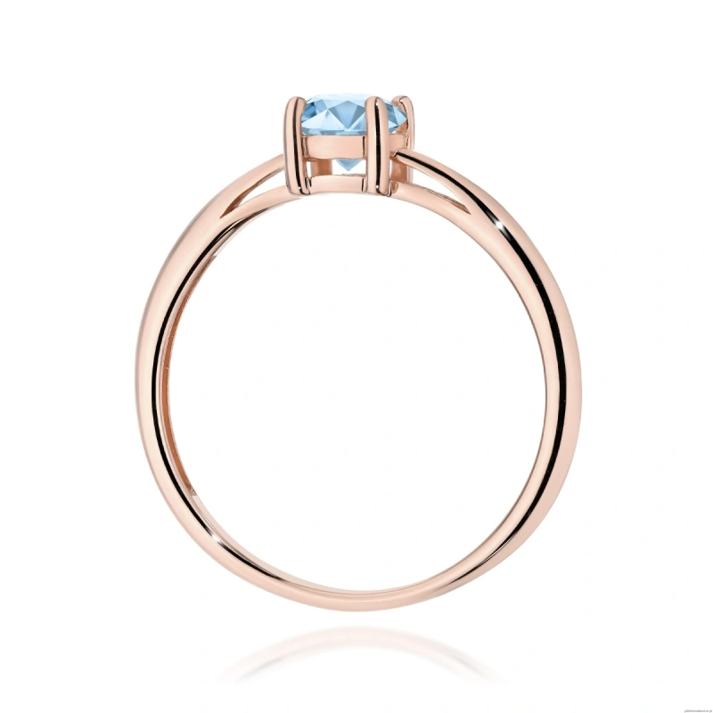 Pierścionek W0656 Diament Laboratoryjny niebieski 0.50ct różowe złoto
