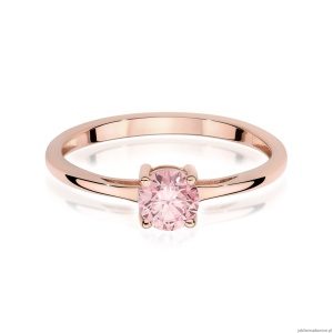 Pierścionek W0656 Diament Laboratoryjny różowy 0.50ct różowe złoto