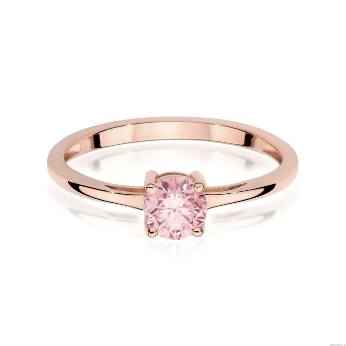 Pierścionek W0656 Diament Laboratoryjny różowy 0.50ct różowe złoto