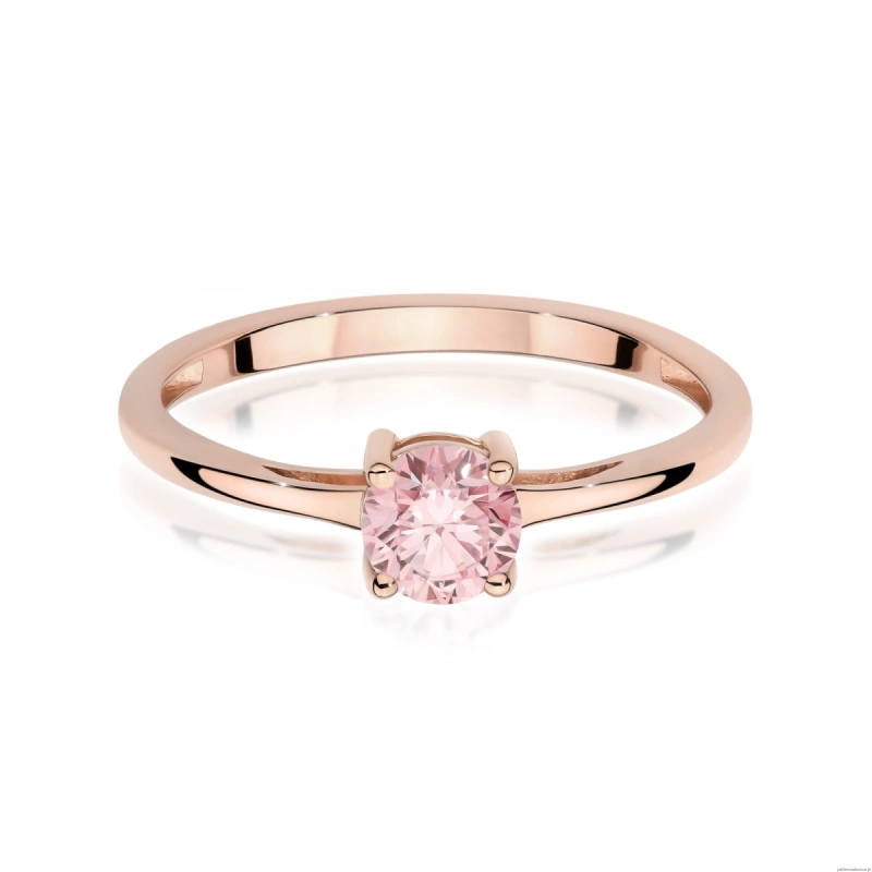Pierścionek W0656 Diament Laboratoryjny różowy 0.50ct różowe złoto