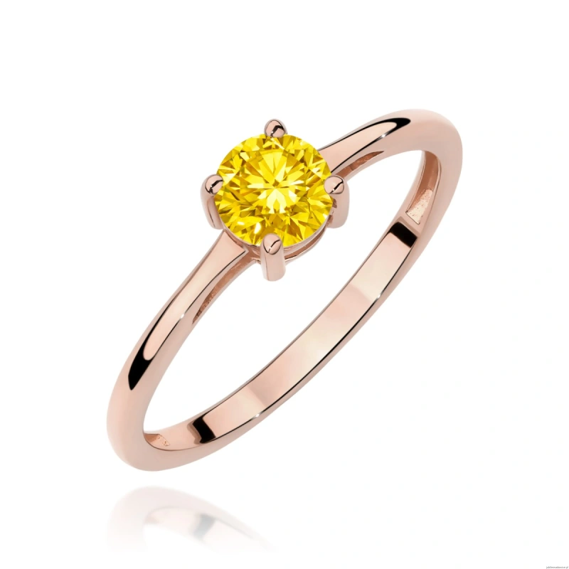 Pierścionek W0656 Diament Laboratoryjny żółty 0.50ct różowe złoto