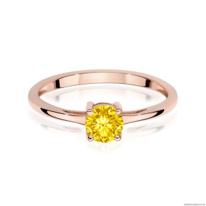 Pierścionek W0656 Diament Laboratoryjny żółty 0.50ct różowe złoto
