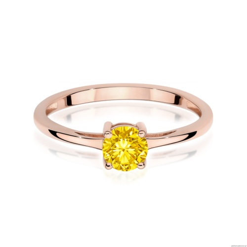 Pierścionek W0656 Diament Laboratoryjny żółty 0.50ct różowe złoto