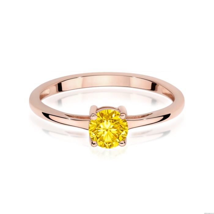 Pierścionek W0656 Diament Laboratoryjny żółty 0.50ct różowe złoto