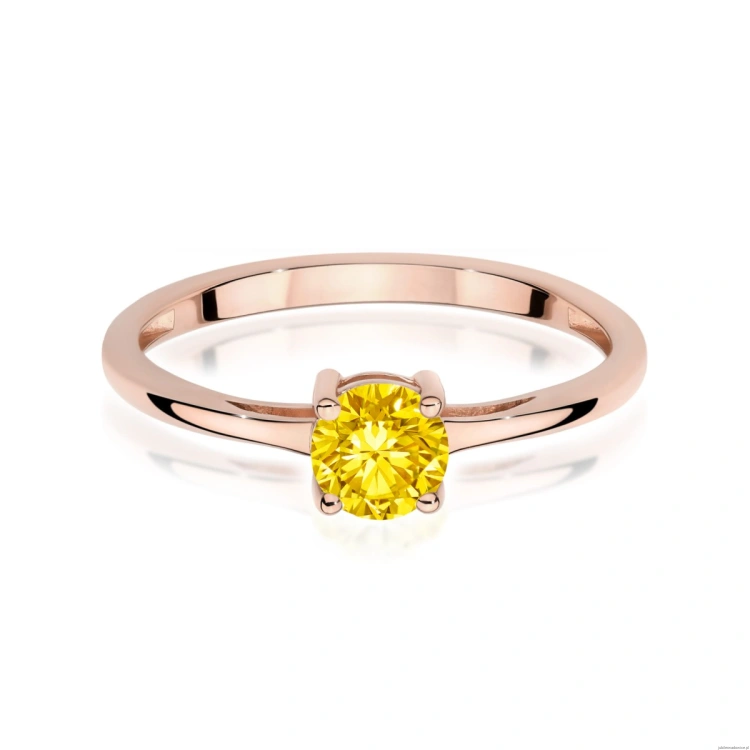 Pierścionek W0656 Diament Laboratoryjny żółty 0.50ct różowe złoto