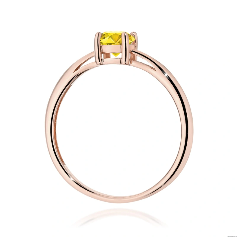 Pierścionek W0656 Diament Laboratoryjny żółty 0.50ct różowe złoto