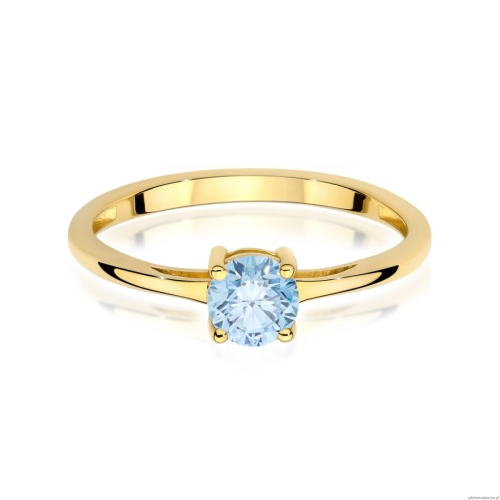 Pierścionek W0656 Diament Laboratoryjny niebieski 0.50ct żółte złoto
