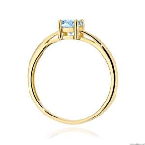 Pierścionek W0656 Diament Laboratoryjny niebieski 0.50ct żółte złoto