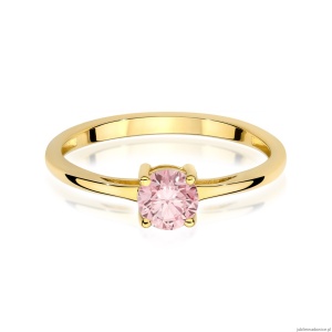 Pierścionek W0656 Diament Laboratoryjny różowy 0.50ct żółte złoto