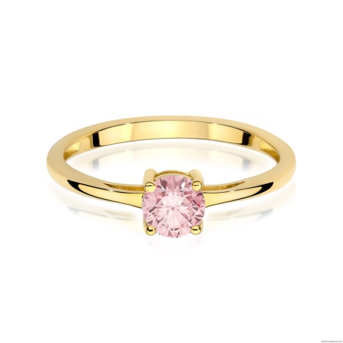 Pierścionek W0656 Diament Laboratoryjny różowy 0.50ct żółte złoto