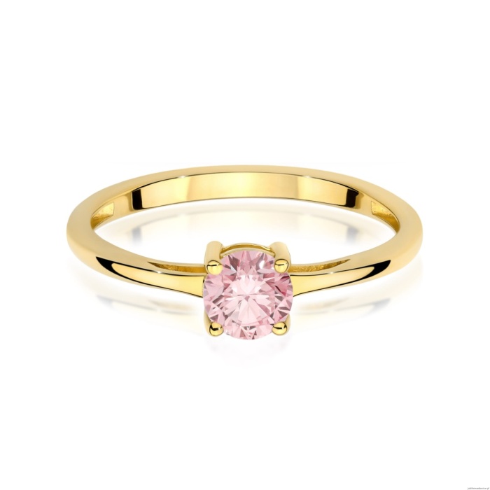 Pierścionek W0656 Diament Laboratoryjny różowy 0.50ct żółte złoto