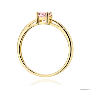 Pierścionek W0656 Diament Laboratoryjny różowy 0.50ct żółte złoto