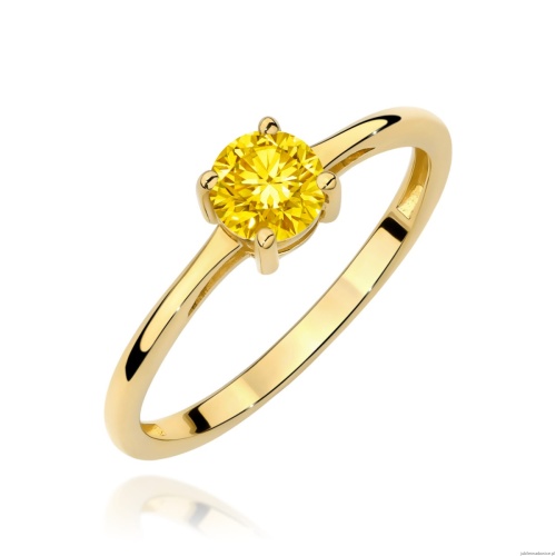 Pierścionek W0656 Diament Laboratoryjny żółty 0.50ct żółte złoto