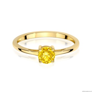 Pierścionek W0656 Diament Laboratoryjny żółty 0.50ct żółte złoto