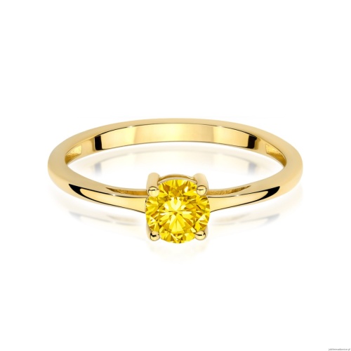 Pierścionek W0656 Diament Laboratoryjny żółty 0.50ct żółte złoto