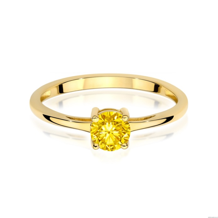 Pierścionek W0656 Diament Laboratoryjny żółty 0.50ct żółte złoto