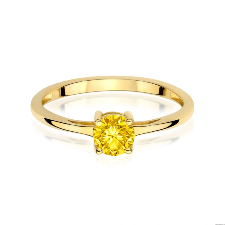 Pierścionek W0656 Diament Laboratoryjny żółty 0.50ct żółte złoto