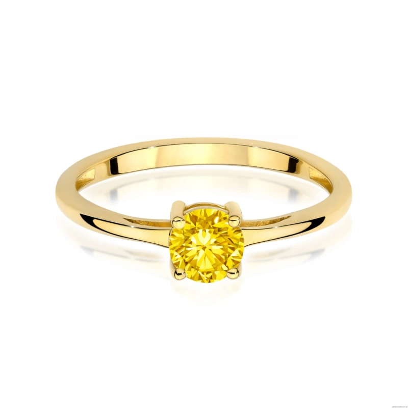 Pierścionek W0656 Diament Laboratoryjny żółty 0.50ct żółte złoto