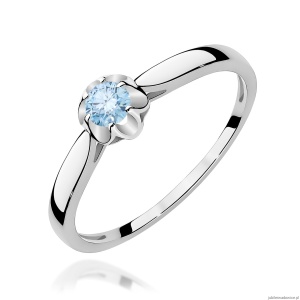 Pierścionek W0062 Diament Laboratoryjny niebieski 0,15ct białe złoto 375