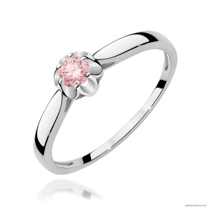 Pierścionek W0062 Diament Laboratoryjny różowy 0,15ct białe złoto 375