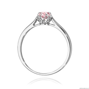 Pierścionek W0062 Diament Laboratoryjny różowy 0,15ct białe złoto 375