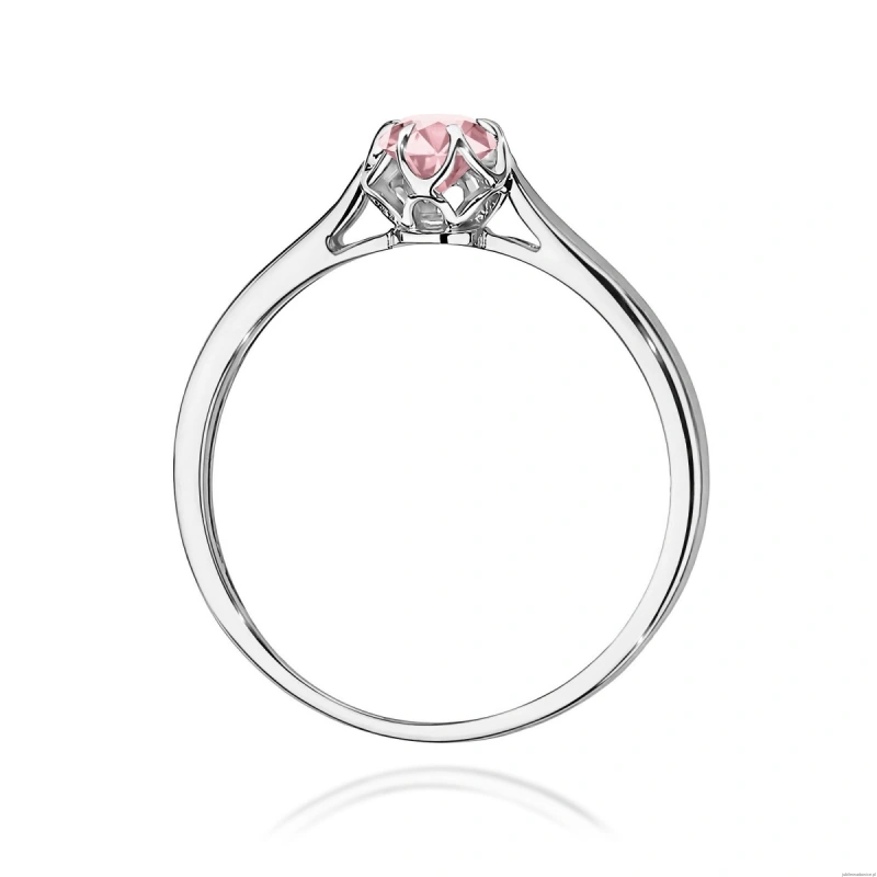 Pierścionek W0062 Diament Laboratoryjny różowy 0,15ct białe złoto 375