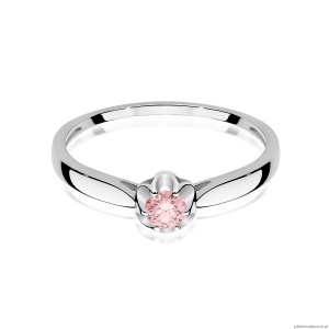 Pierścionek W0062 Diament Laboratoryjny różowy 0,15ct białe złoto 375