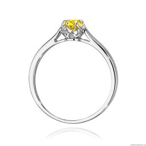 Pierścionek W0062 Diament Laboratoryjny żółty 0,15ct białe złoto 375
