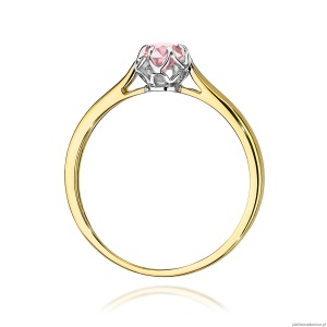 Pierścionek W0062 Diament Laboratoryjny różowy 0,15ct żółte złoto 375