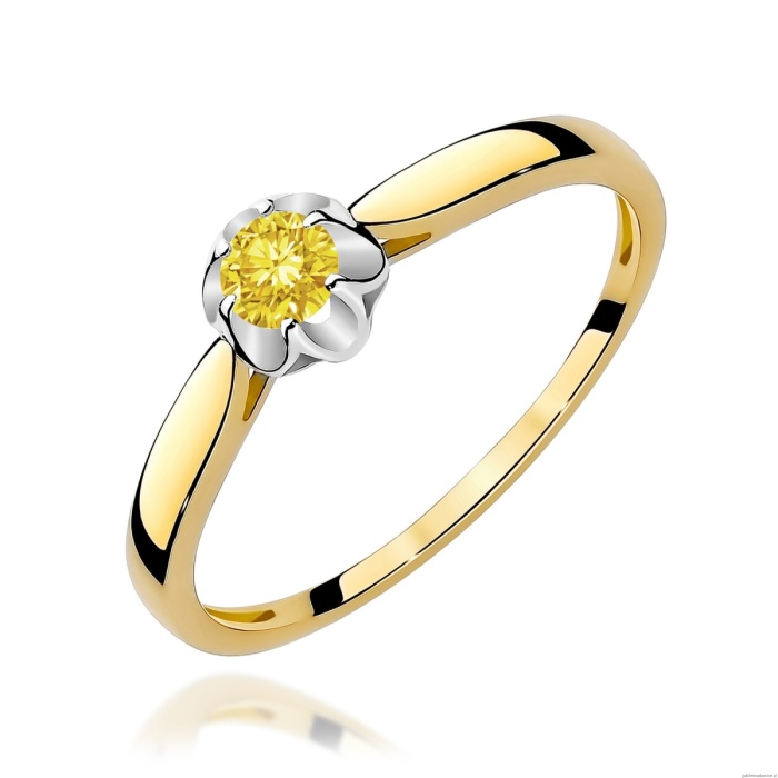 Pierścionek W0062 Diament Laboratoryjny żółty 0,15ct żółte złoto 375