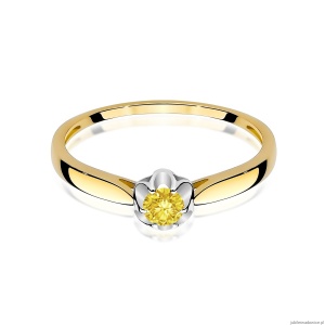 Pierścionek W0062 Diament Laboratoryjny żółty 0,15ct żółte złoto 375