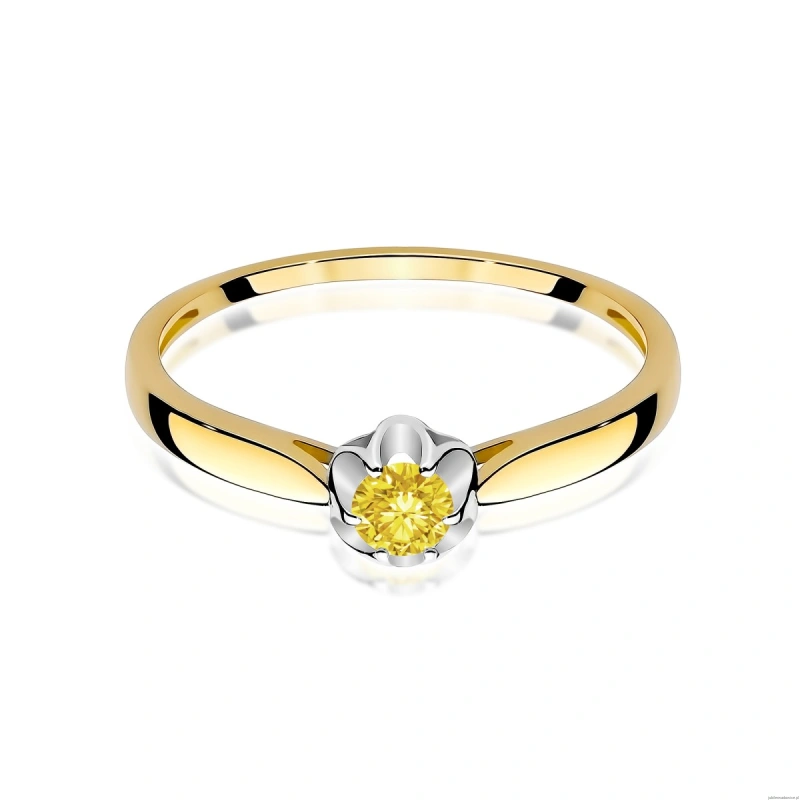 Pierścionek W0062 Diament Laboratoryjny żółty 0,15ct żółte złoto 375