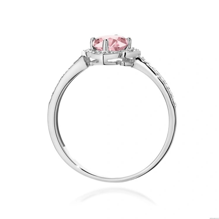 Pierścionek W0603 Diament Laboratoryjny różowy 0,50ct białe złoto 375