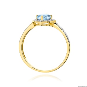 Pierścionek W0603 Diament Laboratoryjny niebieski 0,50ct żółte złoto 375