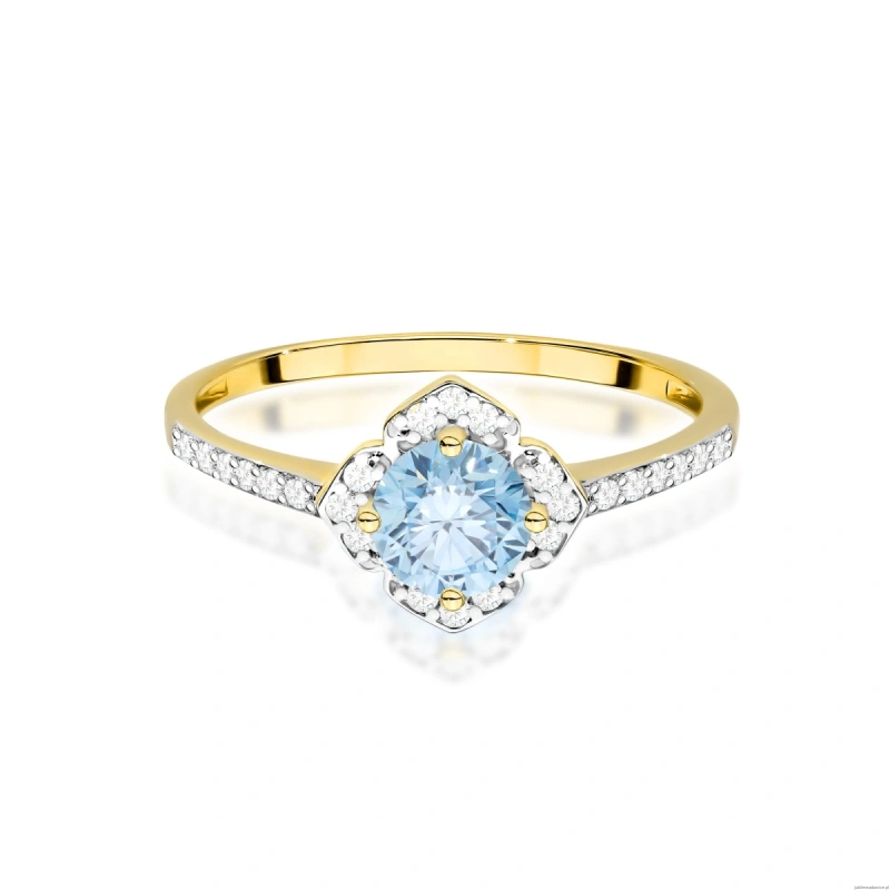 Pierścionek W0603 Diament Laboratoryjny niebieski 0,50ct żółte złoto 375