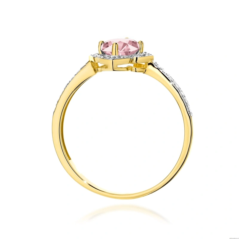 Pierścionek W0603 Diament Laboratoryjny różowy 0,50ct żółte złoto 375