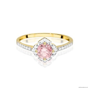 Pierścionek W0603 Diament Laboratoryjny różowy 0,50ct żółte złoto 375