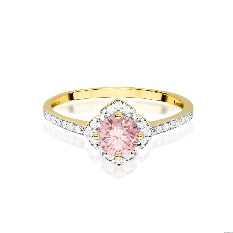 Pierścionek W0603 Diament Laboratoryjny różowy 0,50ct żółte złoto 375