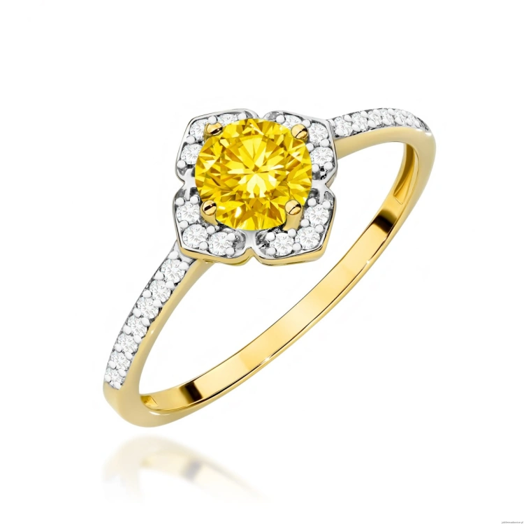 Pierścionek W0603 Diament Laboratoryjny żółty 0,50ct żółte złoto 375