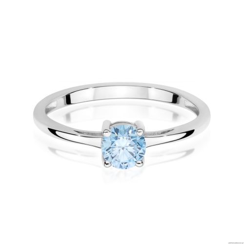 Pierścionek W0656 Diament Laboratoryjny niebieski 0.50ct białe złoto 375