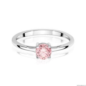 Pierścionek W0656 Diament Laboratoryjny różowy 0.50ct białe złoto 375