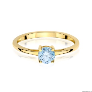 Pierścionek W0656 Diament Laboratoryjny niebieski 0.50ct żółte złoto 375