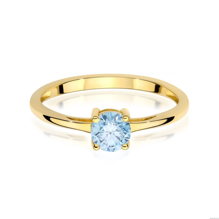 Pierścionek W0656 Diament Laboratoryjny niebieski 0.50ct żółte złoto 375